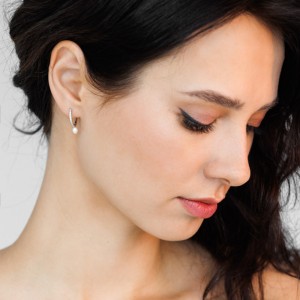 Cercei rotunzi argint cu perle naturale albe si cristale DiAmanti SK23215EL_W-G (Argint 925‰ 2,3 g.)